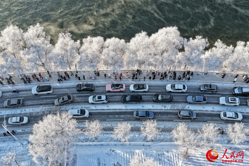 Rime ice scenery draws tourists to NE China's Jilin