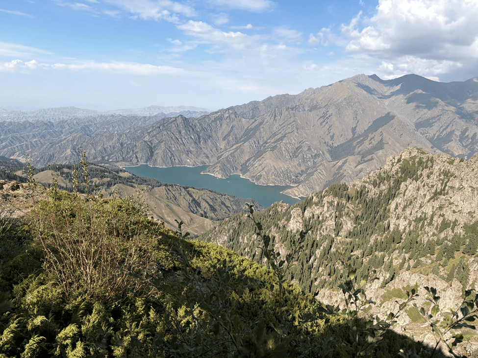 An aerial view of the Tianchi, or "Heavenly Lake," at the Tianshan Mountains in Changji, northwest China's Xinjiang Uygur Autonomous Region. (People's Daily Online/Michael Kurtagh)