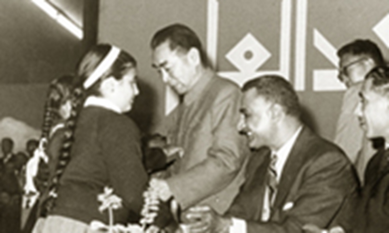 Premier Zhou Enlai with President Gamal Abdel Nasser during his visit to the United Arab Republic