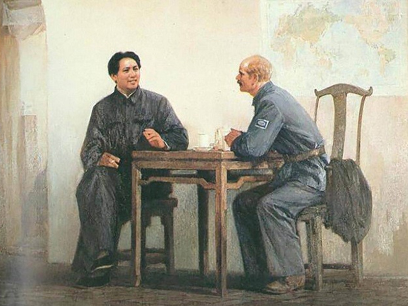 Dr. Bethune meeting with Mao Zedong (oil painting)