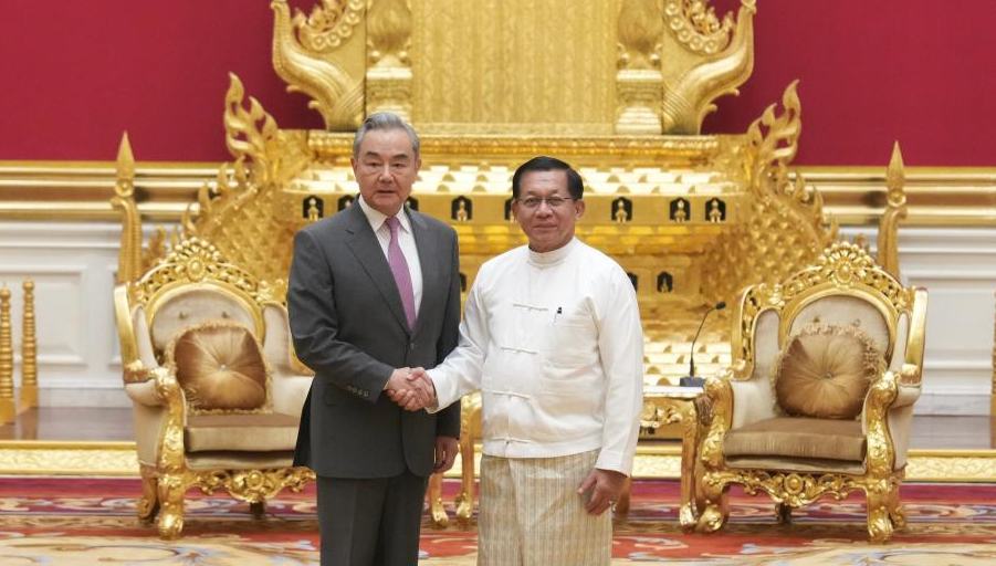 Myanmar president meets Chinese FM 	 	Myanmar's new President U Min Aung Hlaing met Wang Yi, a member of the Political Bureau of the Communist Party of China Central Committee and Chinese foreign minister, here on Saturday.Noting that Myanmar consistently regards its relationship with China as the most important bilateral tie, U Min Aung Hlaing emphasized that Myanmar stays committed to the one-China principle and highly appreciates.