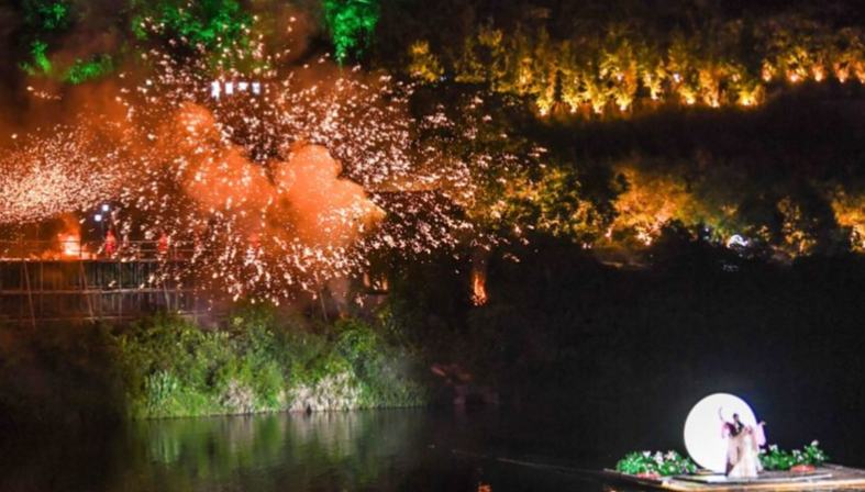 Tourism and culture festival launched to mark Qixi Festival in SW China's Chongqing 	 	A dance and a molten iron firework performance are staged together during a tourism and culture festival themed on floating lanterns for the Qixi Festival, also known as Chinese Valentine's Day, in Rongchang District of southwest China's Chongqing Municipality, Aug. 15, 2026. 